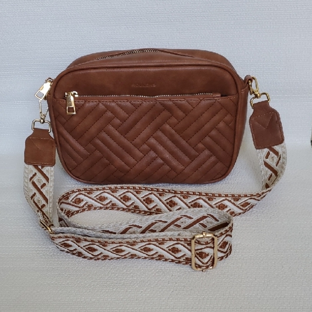 Roulens Brown Quilted Crossbody Bag